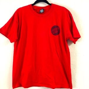 Santa Cruz The Original Short Sleeve T-Shirt Large Red Beach Surfer Vacation